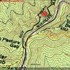 Area Map, Yellow is Shut-in Ridge trail, red is bouldering trail