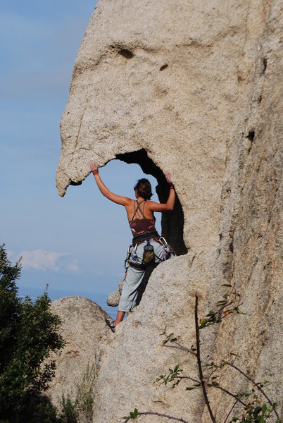 My smokin' hot wife climbing in Corsica!