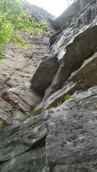 Upper pitch of Updraft, climb in corner to chimney. Picture taken from GT ledge. CCK Direct belays from here as well.