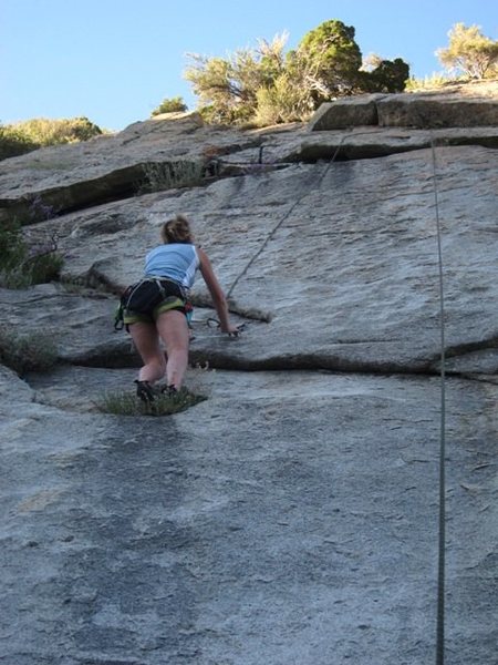 End Run variation finish to the right then up the unprotected slab left of Flee Flicker.  R/X rated most likely.  Nice line though.