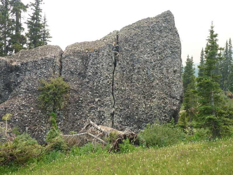 Scotty satisfying his need for high country bouldering