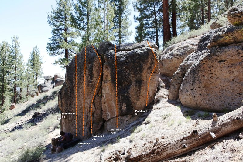 Fallen Log Boulder Right Topo