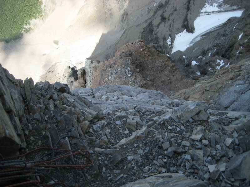 Looking down from the traverse pitch.