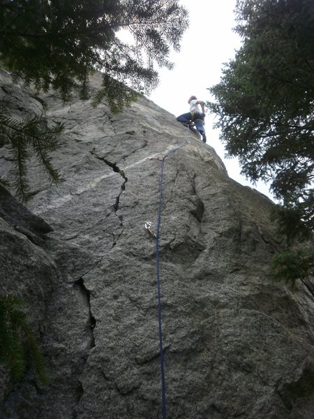 High on the arete.