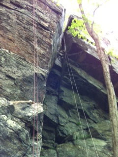 the obvious chimney in the center. fun 5.6ish lead with good gear. somewhat intimidating for the grade. 