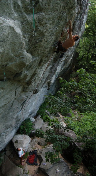 Seth clipping the last bolt.