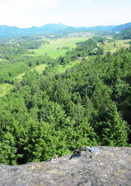 View toward the East from the top of Big Rock. Anchors for Valley of Bones visible at the center of rock edge.