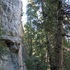 Jon Scoville eyeing the crux.