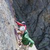 The awesome exposed ledge on the top of the third pitch of The Journey Home.