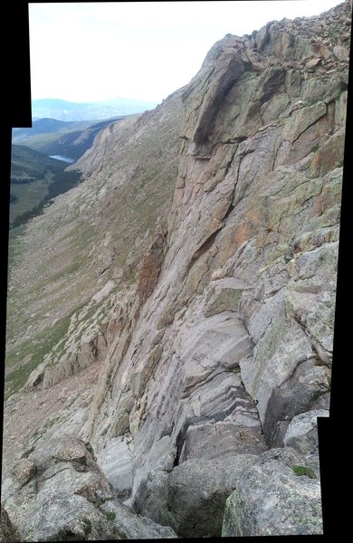 A seemingly unclimbed face on the Alpine Lite Cliffs of Mt. Evans.