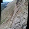 A seemingly unclimbed face on the Alpine Lite Cliffs of Mt. Evans.