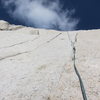 Another view of the triple cracks. The first part of the right crack is easily climbable at 5.10