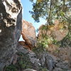 Past this little chock stone is where the more moderate climbs are housed on the Red Wonder Wall.