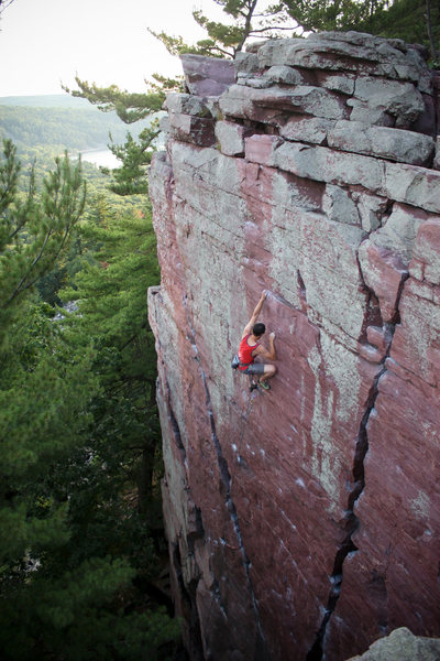 Andrew Reinke sending Flake Route in good style. 