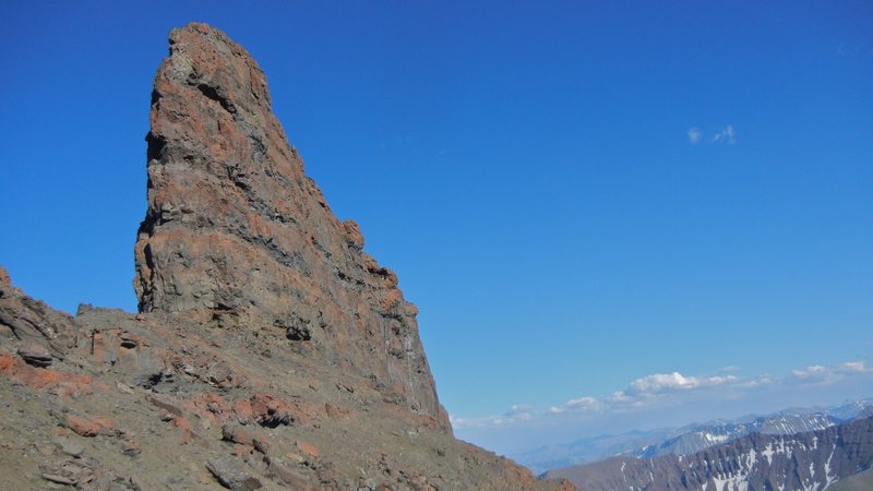 Approaching the northwest corner and the start of the long scree ledge below the major cliffs. 