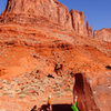 Chris sending the sit-start to "Slapping the Block" also know as the Blunt Arete. <br>
<br>
Feb 2012<br>
<br>
http://andylibrande.com/news/2012/05/moab-bouldering-in-february/