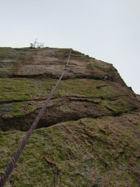 Looking up at pitch 3 (about halfway up)