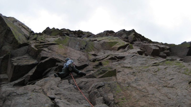 George heading up to the crux of "Mountain Momma"