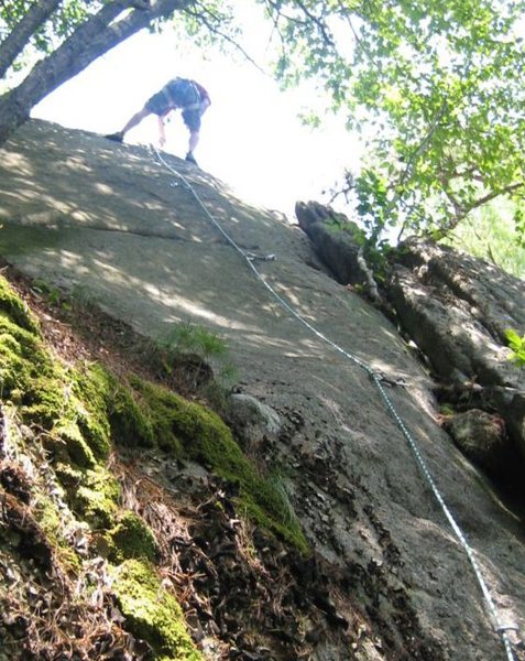 Christopher Lane does his first lead climb.