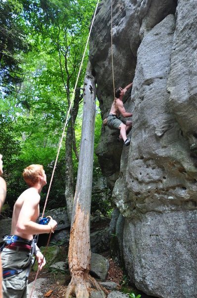 Me climbing "High Wall Block."