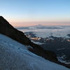 Jake, walking onto the Kautz glacier at sunrise