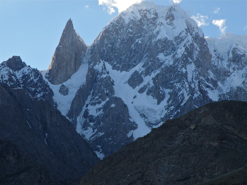 Unclimbed face of Bojoahgur Dunasir (24, 239 feet), this is the last remaining unclimbed peak in the Ultar Group in the Karakoram.