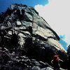 Questa Dome from approach trail just prior to FA, A Question of Balance, 1977