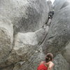 Nathan Fitzhugh belayed by Agina Sedler  8-4-12