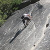 at the crux where the finger crack narrows.