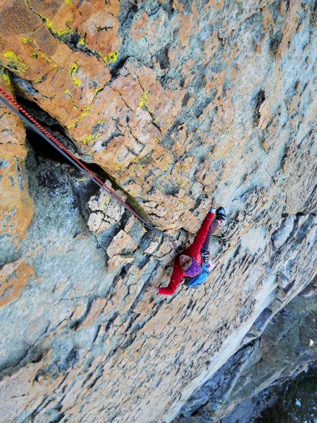 Pitch 5, the 200ft crack.