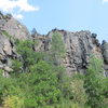 Most of the upper and lower part of the seedhouse crag is visible in this photo.  Upper crag on the left and lower crag on the right.