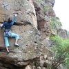 Climbing in the gorge on Tenerife. 