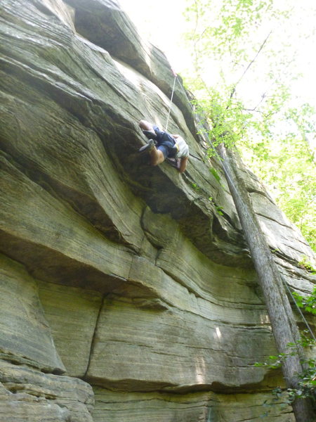 Pulling the crux roof.