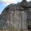 Routes at the "H3" crag.
