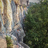 Anthony climbing the first pitch of Gelsa. Photo by Brian Aitken.