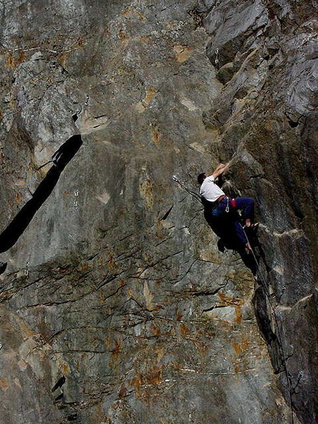 Aaron Rough on the first ascent of Confusion Tactics.