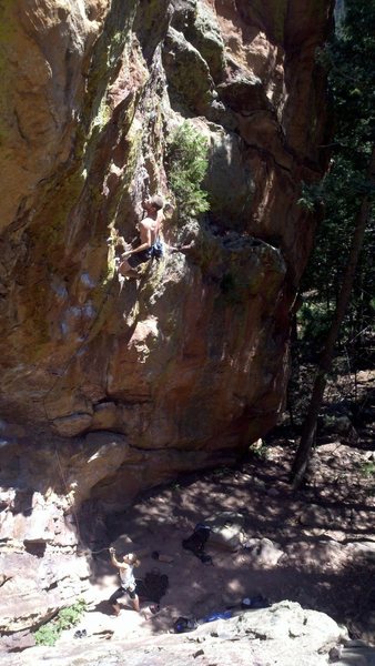 Ryan exiting the crux.