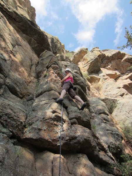 Jen leading the route with ease.