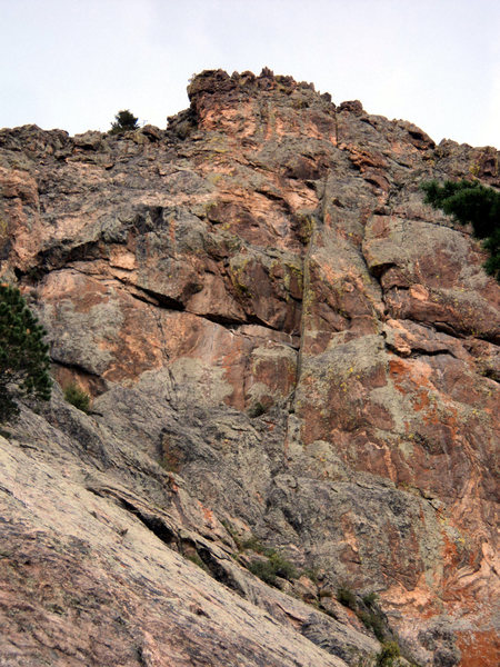 A dihedral on the west face, to the left of SSE Ridge.  This sounds like it is not the 5.9 crack that Bernard Gillett climbed and mentioned on p. 274 of his fine <em>RMNP Estes Park Valley</em> guidebook.