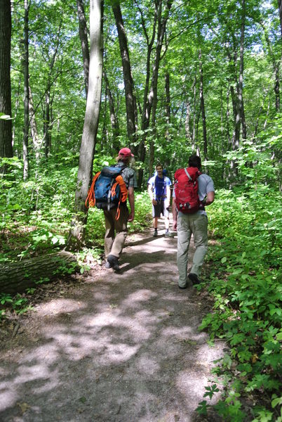 New camera (Nikon V1).  Just playing around.  The boys headed to the crag with the old guy drag'n behind.