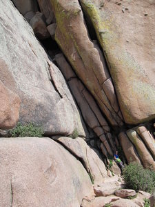 The start of Walt's Wall; the flake on the face is the beginning of the route.