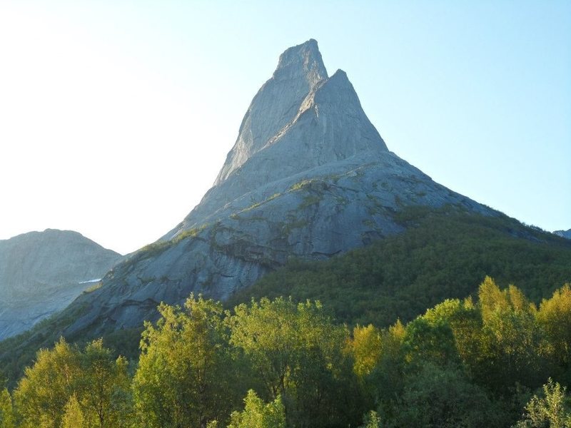 Stetind, Norway's National Mountain, from the water's edge.. summit is 1400 meters. not a bad looking hill eh?