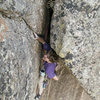 Cody Sims on pitch 7 of Pent Up, the Black Canyon.