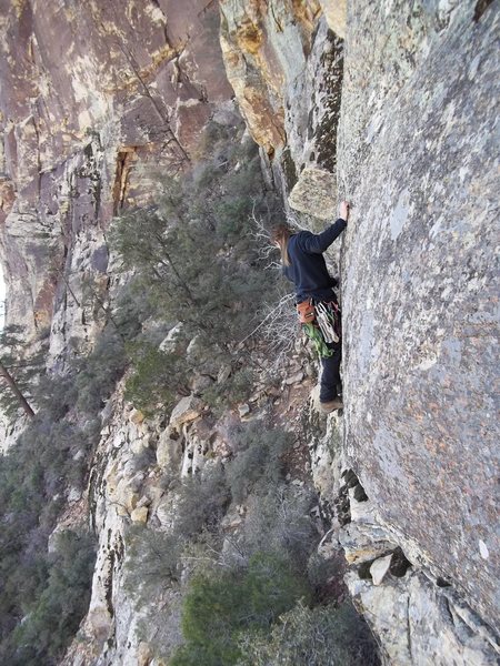 Soloing about. Scout mission Jet stream wall, red rock nevada. December 2011.