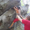 Erica after the crux of Classic Overhang