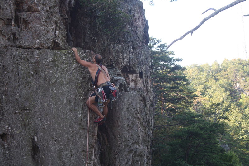 The Fortress
<br>

<br>
Finger Crack(5.8)trad
<br>

<br>
Crowders Mountain State Park, North Carolina