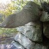 What I've been calling the "Star Destroyer" boulder, it's got a great starting jug that i've put up a short 3 move campus start on, as well as a traverse starting from the same point.