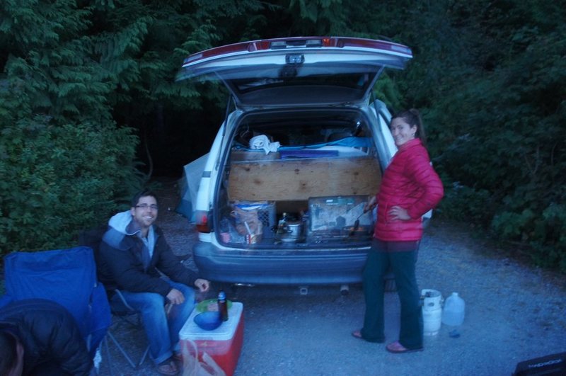 Cooking in the Previa's camp kitchen