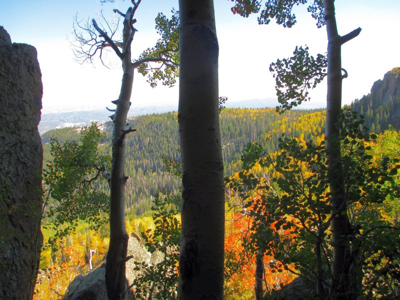 Enjoying the scenery, and fall colors at the base of The Zoo Keeper at Distant Drum on 9/19/12.