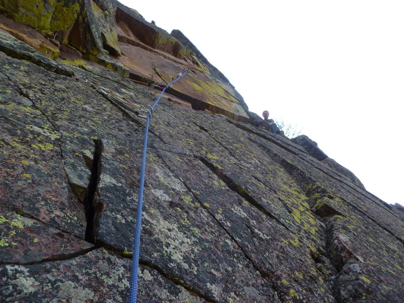 The crux section with Mark at the belay. 